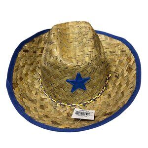 Child Cowboy Hat Blue Sheriff Badge Straw Style Hat Beige Item # H100 New